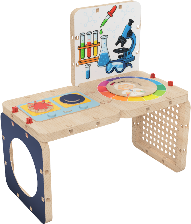 Forscherlabor-Tisch aus LOCI mit Motiven